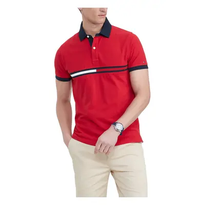 Tommy Hilfiger mens Short Sleeve Cotton Pique Flag in Custom Fit Polo