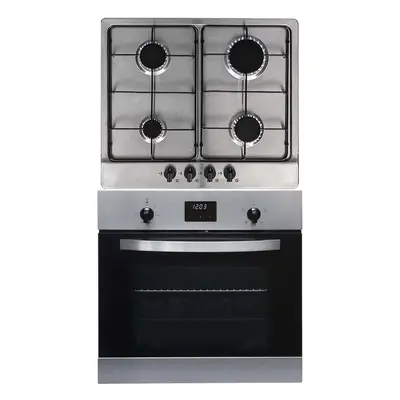 SIA 60cm Stainless Steel Single Electric Digital Fan Oven & Burner Gas Hob