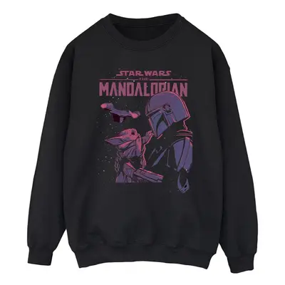 (M, Black) Star Wars Mens The Mandalorian Hello Friend Sweatshirt