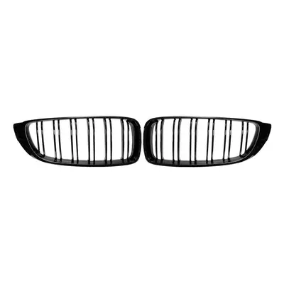 Pair Front Kidney Sport Grills Grille Glossy Black Double Line For BMW F32/F33/F36 4-Series