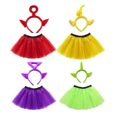 (Adults, Green) Teletubbies Headpiece with Tutu Costume