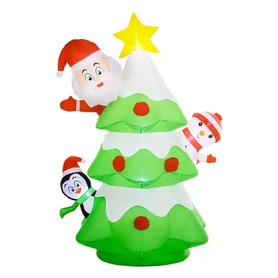 Outsunny 8ft Christmas Blow Up Christmas Tree with Santa Claus for Outdoor