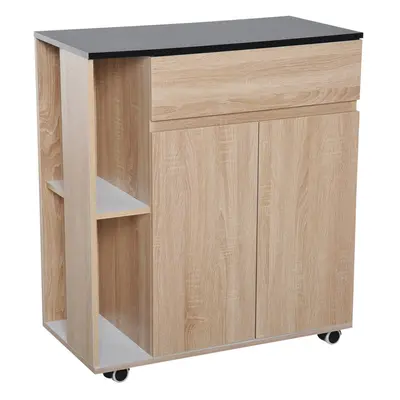 HOMCOM Kitchen Storage Trolley Cart Cupboard Rolling Island Shelves Locking