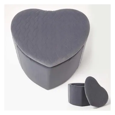 (Grey) Arundel Heart-Shaped Velvet Footstool with Storage