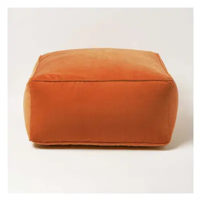 (Orange) Velvet Pouffe Bean Cube