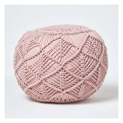 (Blush Pink, x cm) Crochet Knitted Pouffe