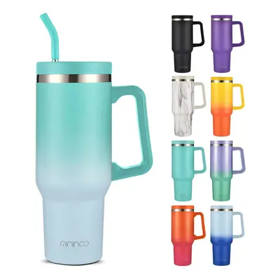 (Gradient light blue, 1200ML) Cross Border Specialized 40oz Handle Car Cup, Stainless Steel Larg