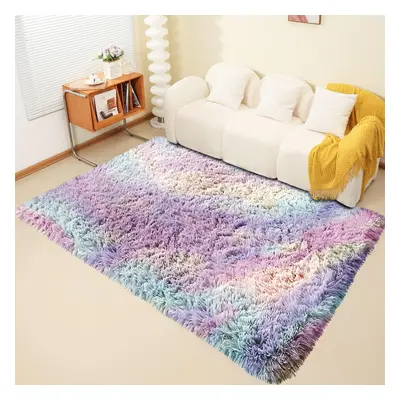 (200cm x 290cm OR 6ft 7" x 9ft 6"- Large Area Rug, Rainbow- Area Rug) Large Fluffy Shaggy Rugs N