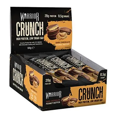 Warrior CRUNCH High Protein Bars - 20g Protein Each - Dark Chocolate Peanut Butter - Pack of x 6