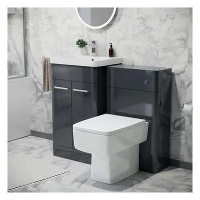 Nes Home 500mm Vanity Basin Unit, WC Unit & Back to Wall Toilet Anthracite