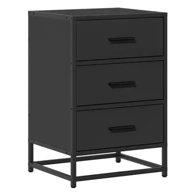 (black) vidaXL Bedside Cabinet Black 40x34.5x60 cm Engineered Wood and Metal