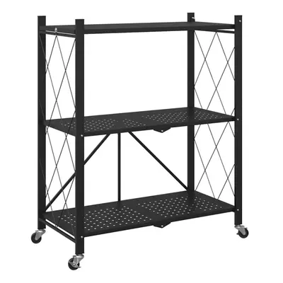 vidaXL Storage Shelf on Wheels Black 71x34x88 cm Steel kitchen shelf