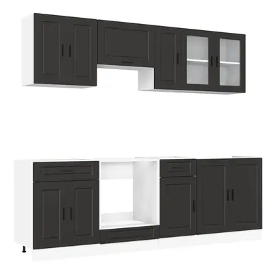 (black) vidaXL Kitchen Cabinet Set Piece Cupboard Storage Cabinet Engineered Wood