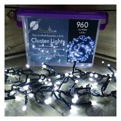 Snowtime LED Multi-Function Cluster Lights in Ice White Indoor/Outdoor