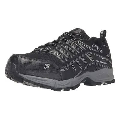 Fila mens Memory at Peak Steel Toe Trail Runner Black/Black/Metallic