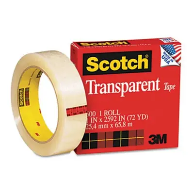 3M Transparent Glossy Tape 1&apos;&apos; x Yards 3&apos;&apos; Core Clear