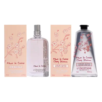 LOccitane Cherry Blossom Fragrance and Hand Cream Kit For Women Pc Kit 2.5oz EDT Spray, 2.6oz Ha