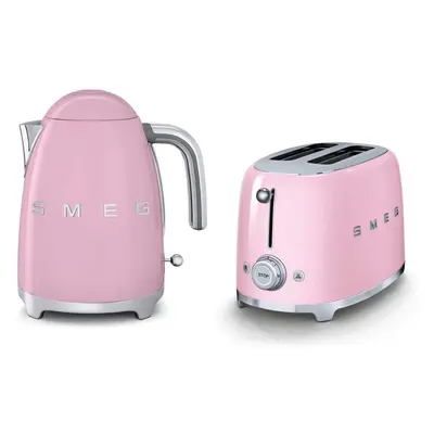 Smeg KLF03PKUK 1.7Ltr - 3kw Kettle and TSF01PKUK Slice Toaster Set in Pink