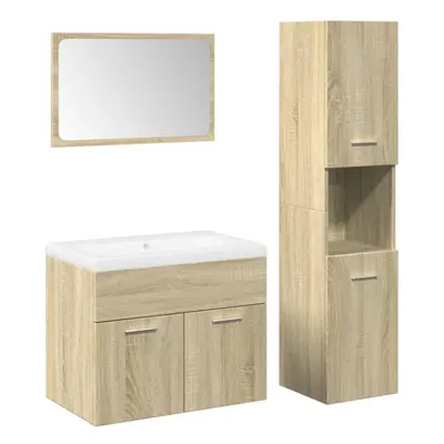 (sonoma oak, x 38.5 x cm) vidaXL Bathroom Furniture Set Chipboard Wall Mirror Multi Sizes Multi 