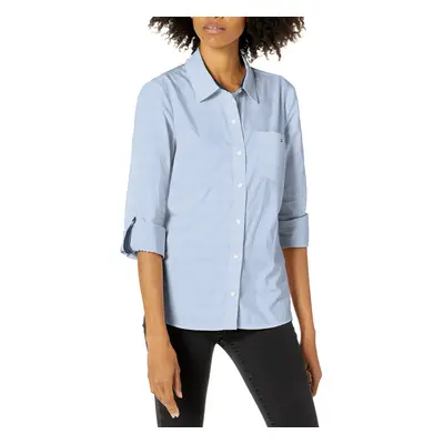 Tommy Hilfiger Women's Plus Button Collared Shirt with Adjustable Slee