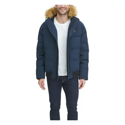 Tommy Hilfiger Men's Arctic Cloth Quilted Snorkel Bomber Jacket Navy