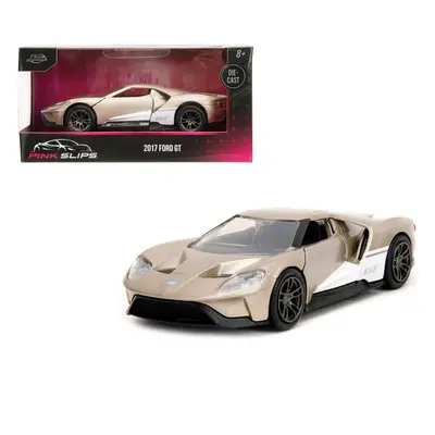 2017 Ford GT Gold Metallic with White Accents Pink Slips Series Diecast Model Car by Jada