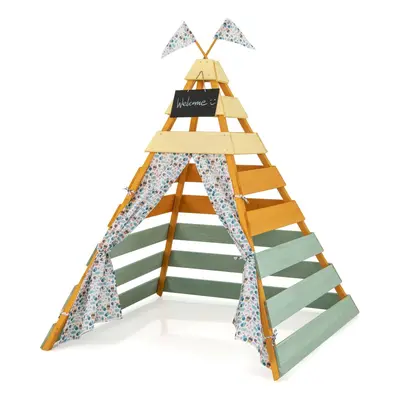 Wooden Play Tent Indoor Kids Teepee Tent Triangle Hideaway Playhouse