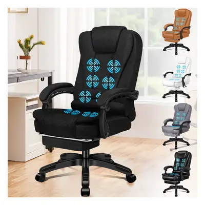 (Elias-Fabric Black) ELFORDSON Massage Office Chair Executive Gaming Chairs Heated Computer Seat