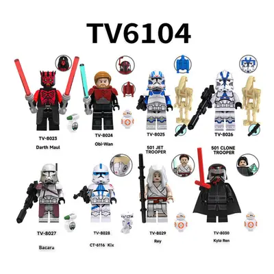 8 Pcs Minifigures Star Wars Mini Action Figure Assembling Building Block Model Toys Tabletop Col