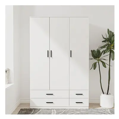 (White) Door Drawer Wardrobe Storage Shelf Hanging Bedroom Modern Furniture