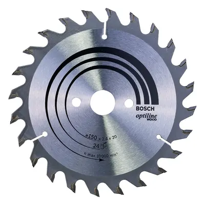 Bosch Optiline Wood Circular Hand Saw Blade, 150mm x 2.4mm x 20mm, Teeth, Grey