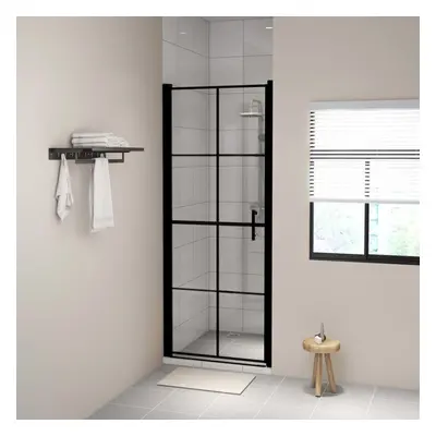 vidaXL Shower Door Tempered Glass Black Bathroom Washroom Accessory Screen