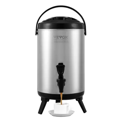 VEVOR Stainless Steel Insulated Beverage Dispenser Gallon 7.6 Liter Thermal Hot and Cold Drink S