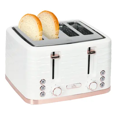 HOMCOM Toaster with Slot, Browning Levels, 1600W, White Ripple