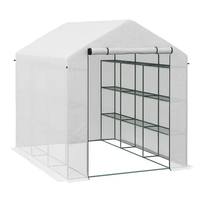 Outsunny Walk-in Garden Greenhouse Shelves Polytunnel Steeple Grow House