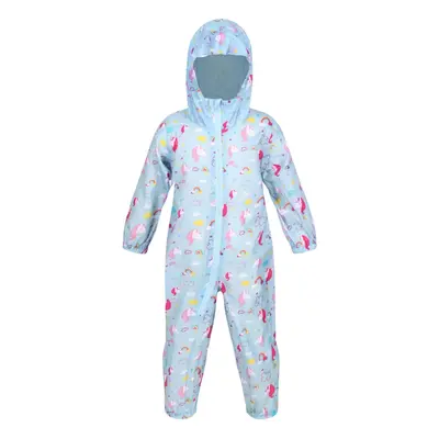 Waterproof All-In-One Printed Puddle Suit Overtrousers - Unicorn (Blue)