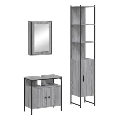 (grey sonoma) vidaXL Bathroom Furniture Set Piece Sink Cabinet Grey Sonoma Engineered Wood