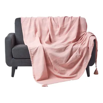 (255 x cm, Pink) Cotton Rajput Ribbed Throw