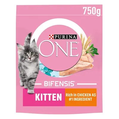 Purina ONE Kitten Dry Cat Food Rich in Chicken 750g, Pack of