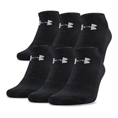 Under Armour Adult Cotton No Show Socks, 6-Pairs , Black/Gray , Large