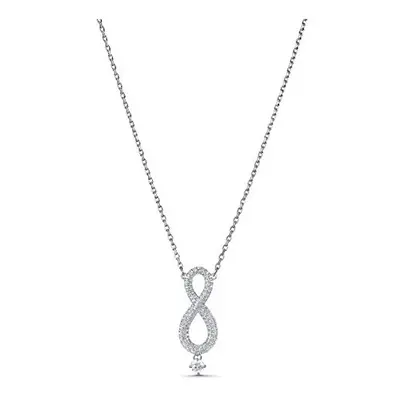 Swarovski Infinity Necklace Brilliant White Crystals with Elegant Rhodium Plated Metal Chain fro