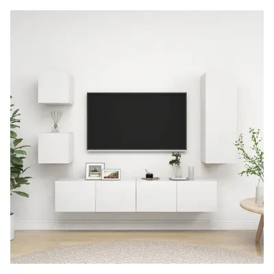 vidaXL TV Cabinet Set Piece White Chipboard Home Furniture TV Stand Cabinet