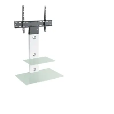 Square Shelf Column Stand for - 65" TVs VESA Mount Aqua Glass Shelf and Base Free Standing MAHAR