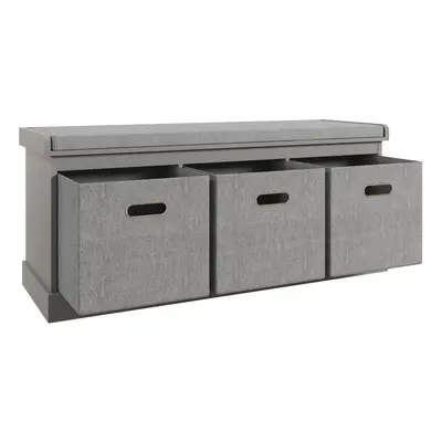 HOMCOM Shoe Bench with Seat, Shoe Storage Bench with Fabric Drawers, Grey