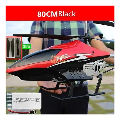 (80CM Black 1Battery) 80cm Big Alloy Remote Control Helicopter Model Dual Flexible Propeller Ant