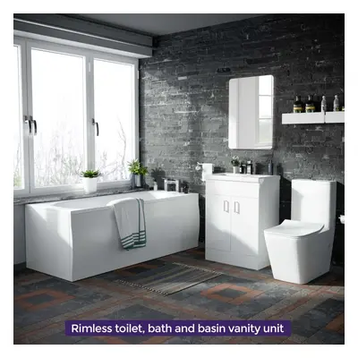 Bath Toilet Vanity Unit Three Piece White Bathroom Suite Desner