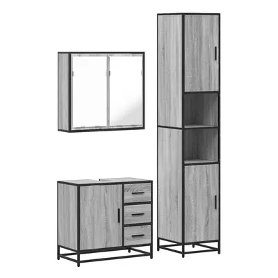 (grey sonoma) vidaXL Piece Bathroom Furniture Set Brown Oak Engineered Wood