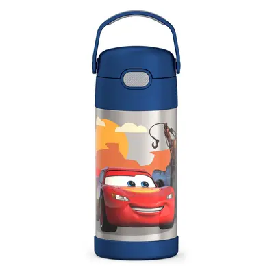 THERMOS FUNTAINER Water Bottle with Straw - Ounce, Cars - Kids Stainless Steel Vacuum Insulated 