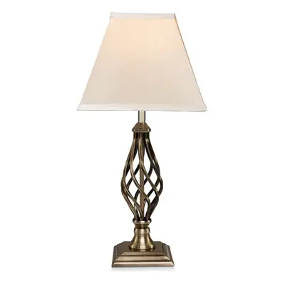 Kingswood Barley Twist Square Base Table Lamp - Antique Brass