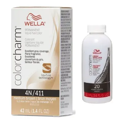 (4N + Developer (Vol. 20) 3.6oz ) Wella Color Charm Permanent Liquid Haircolor